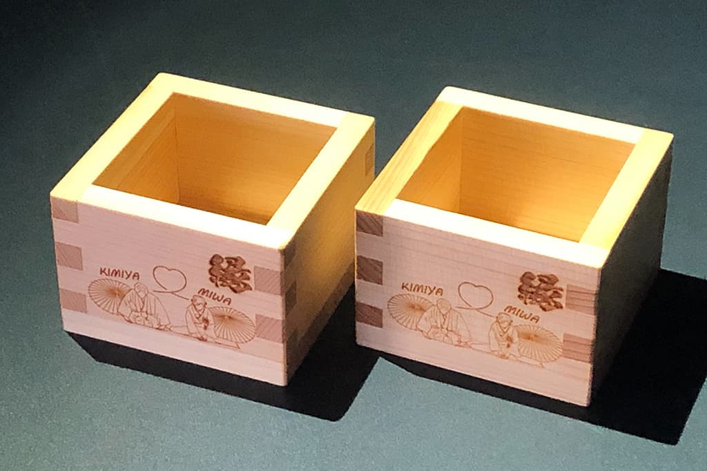 レーザー彫刻　檜枡　記念品　ノベルティ